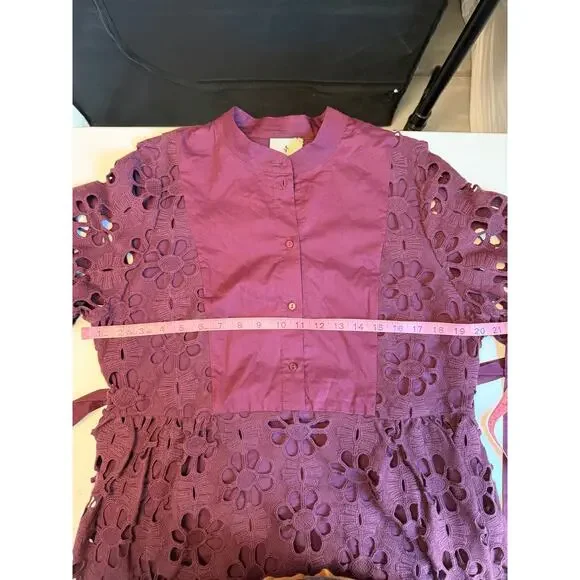 TUCKERNUCK Women’s Merlot Lace Calliope Dress Size L Long Balloon Sleeve Boho - Picture 13 of 16